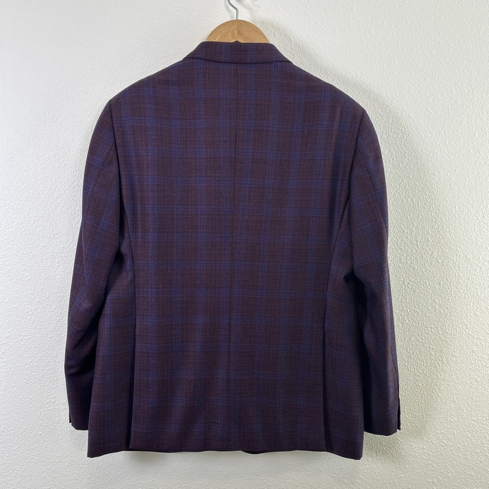 Emporio Armani G-Line Purple Check Wool Sport Coat Super 130's 56 EUR 46 US - Picture 8 of 16